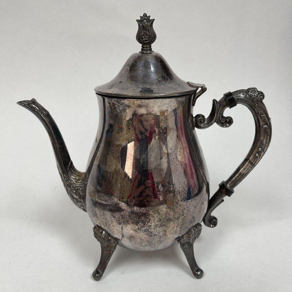 Leonard Silver-plate Tea Coffee Pot‎ Hinged Lid 9" tall - Needs Cleaning